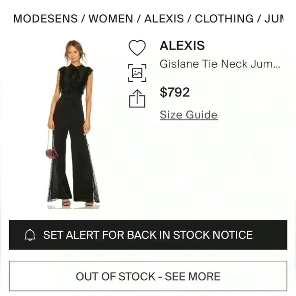 Alexis Gislane Black Lace Jumpsuit Small Silk Tie Neck Sleeveless Wide Leg $792 - Picture 5 of 5